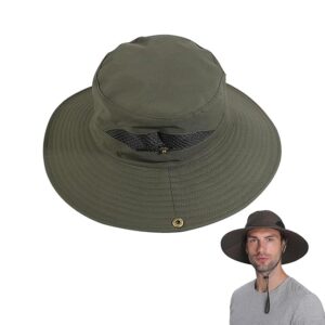 Homeaura® Sun Protection Hat for Men and Women | Breathable Mesh Wide Brim Round Summer Hats Caps for Hiking Travel Camping Trekking Beach Fishing Gardening | Stylish Hat for Men (Green)