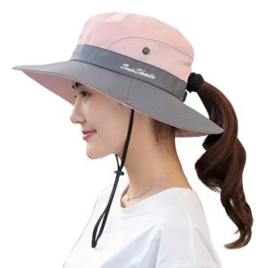 PALAY Hat for Women Stylish Wide Brim Sun Hats for Women Summer Beach Hat with Ponytail Hole UPF 50+ UV Protection Mesh Bucket Hats Packable Travel Cap for Beach, Boating, Fishing, Outdoor