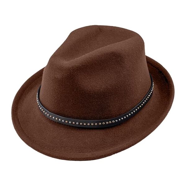 The Tie Hub Dark Brown Wool Fedora Hat for Men Wide Brim Hat