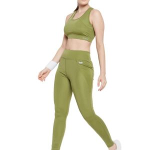Clovia Women's High Rise Active Regular Fit Tights With Side Pocket