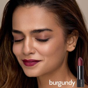 Ruby's Organics Semi-Matte Lipstick for Women All Indian Tones- Highly Pigmented, Moisturizing, Non Drying, Lightweight and Long Lasting- Lip Makeup, Synthetic Chemical Free- Red Burgundy, 3.7g