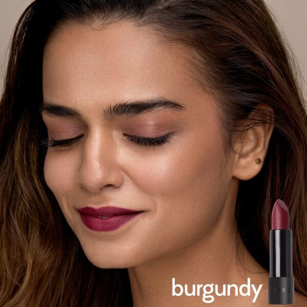 Ruby's Organics Semi-Matte Lipstick for Women All Indian Tones- Highly Pigmented, Moisturizing, Non Drying, Lightweight and Long Lasting- Lip Makeup, Synthetic Chemical Free- Red Burgundy, 3.7g